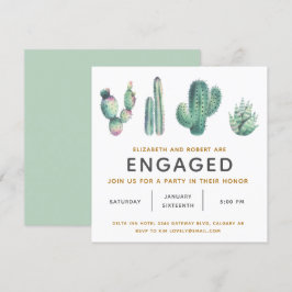 Invitación Compromiso De Cactus Exuberantes De Acuarela Sucul