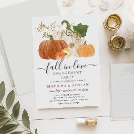 Invitación Compromiso de calabaza con brillo rústico de otoño