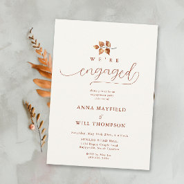 Invitación Compromiso de caligrafía suave de terracota de hoj