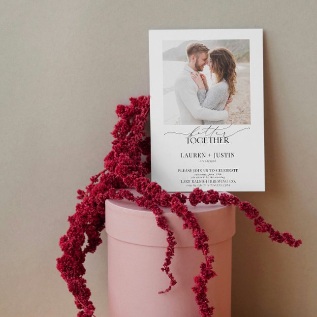 Invitación Compromiso de código QR de fotos de Better Togethe (Engaged & Excited! Join Us for the Party 🥂💍 [Personalize Here])