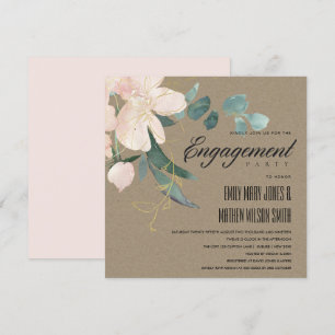 INVITACIÓN COMPROMISO DE COLOR DE AGUA DE KRAFT FLORAL DE RUB