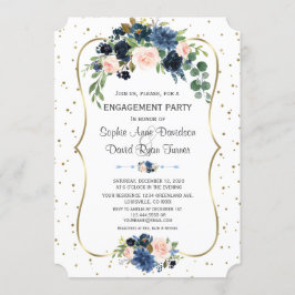 Invitación Compromiso de Confetti Purpurina Floral Gold de Ru