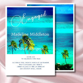 Invitación Compromiso de destino del océano tropical azul