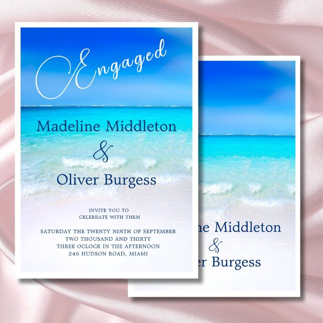 Invitación Compromiso de destino tropical del océano azul (Subido por el creador)