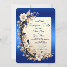 Compromiso de Embellishment Floral Blanco Azul