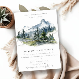 Invitación Compromiso de esbozo de paisaje de montaña verde a