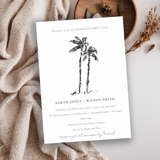 Invitación Compromiso de esbozo del árbol de palmas costero t (Subido por el creador)