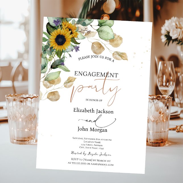 Invitación Compromiso de Eucalyptus Greenery Sunflowers (Subido por el creador)