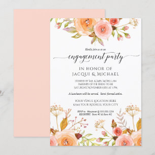 Invitación Compromiso de fiesta acuarela Floral Rose Bouquet