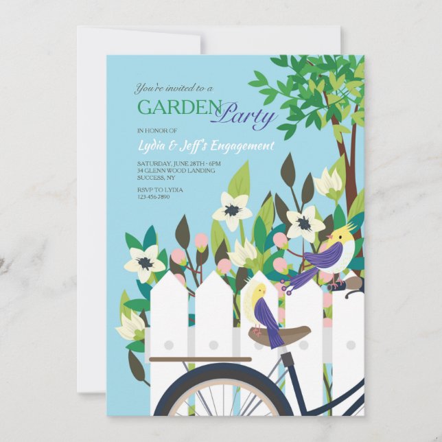 Invitación Compromiso de Fiesta de jardín (Anverso)