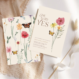 Invitación Compromiso de Flor Silvestre Amarilla Rosa Ella Di