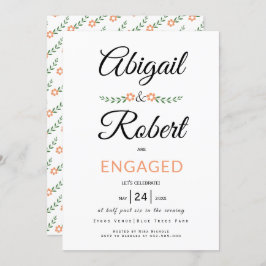 Invitación Compromiso de flores de melocotón manuscritas