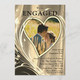 Invitación Compromiso de flores Gold & Silver Satin & Gold