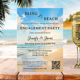 Invitación Compromiso de fotos de Bling y Beach
