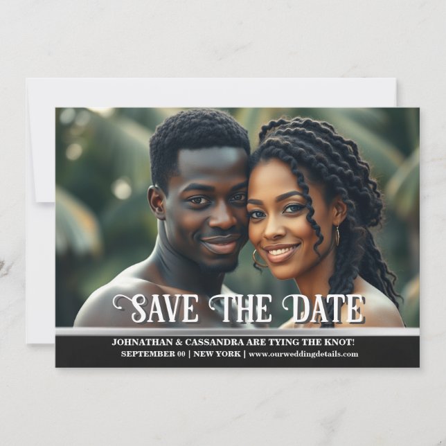 Invitación Compromiso de fotos de parejas salven la fecha DIY (Anverso)