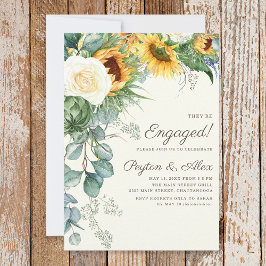 Invitación Compromiso de girasoles rústicos eucalipto rosas b