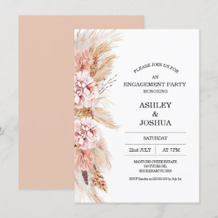 Invitación Compromiso de Grass de Rubor Floral Boho Pampas