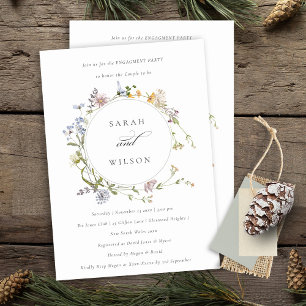 Invitación Compromiso de guirnaldas florales en el prado rúst