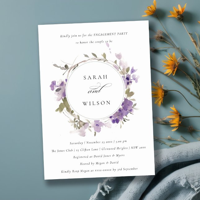Invitación Compromiso de guirnaldas florales Rustic Meadow Li (Subido por el creador)