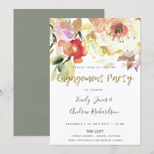 INVITACIÓN COMPROMISO DE LA FLORACIÓN DE COLOR DE AGUA ROSA D