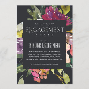 INVITACIÓN COMPROMISO DE LA FLORAL BURGUNDY DE RUBOR AMARILLO