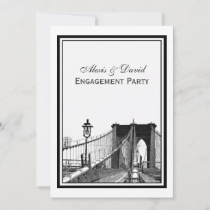 Invitación Compromiso de la silueta de NYC Brooklyn Bridge #2