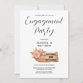 Invitación Compromiso de las flores de otoño y los Rótulos de