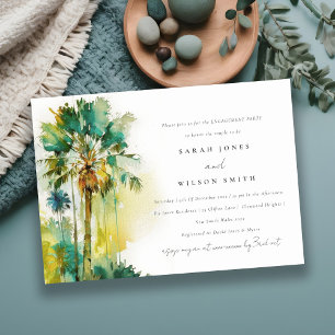 Invitación Compromiso de las palmeras de color tropical verde