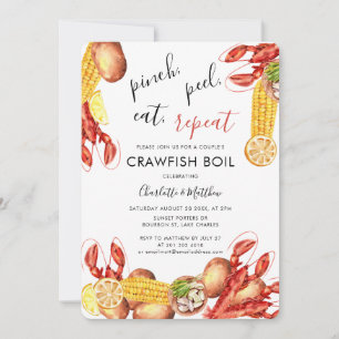 Invitación Compromiso de las Parejas Crawfish Boil