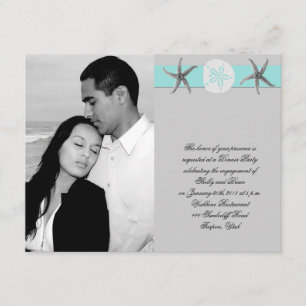 Invitación Compromiso de los Bodas Aqua y Gray Band Starfish
