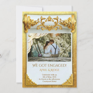 Invitación Compromiso de Lujo con Oro I con Foto Elegante Per