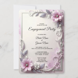 Invitación Compromiso de Marco Floral Rosa