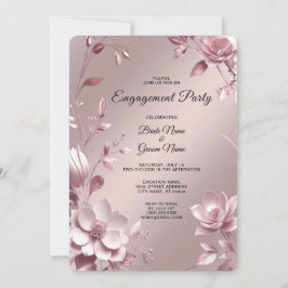 Invitación Compromiso de Marco Floral Rosa Delicado