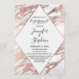 Invitación Compromiso de mármol moderno y blanco de oro de Ro