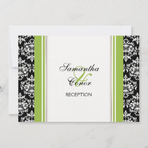 Invitación Compromiso de matrimonio con damasco verde blanco