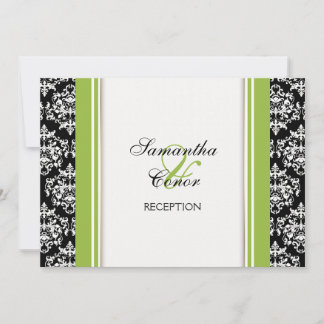 Invitación Compromiso de matrimonio con damasco verde blanco