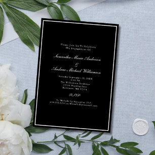 Invitación Compromiso de matrimonio elegante formal blanco ne