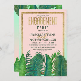Invitación Compromiso de oro de hoja de plátano tropical