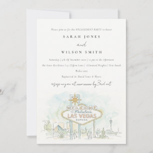 Invitación Compromiso de paisaje acuarela de Las Vegas Nevada