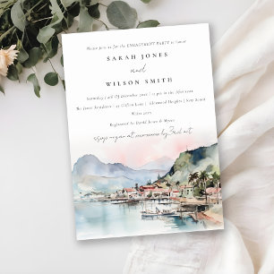 Invitación Compromiso de paisaje de acuarela de Kauai Hawaii