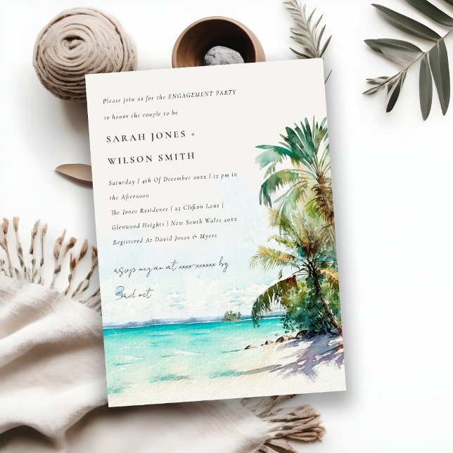 Invitación Compromiso de Palm Trees de Playa Tropical (Subido por el creador)