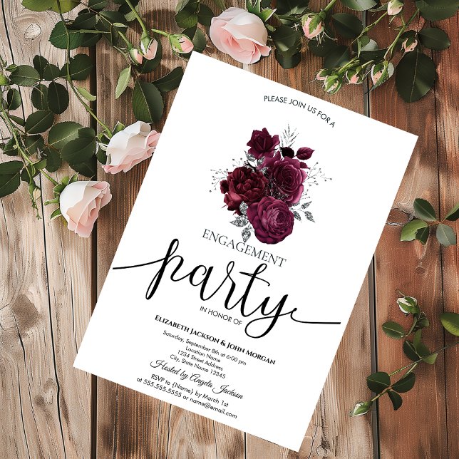 Invitación Compromiso de Rosas de Borgoña (Subido por el creador)