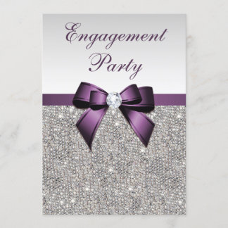 Invitación Compromiso de Silver Secuencias Violet Bow
