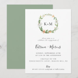 Invitación Compromiso de Wreath Floral de Lily Botánica