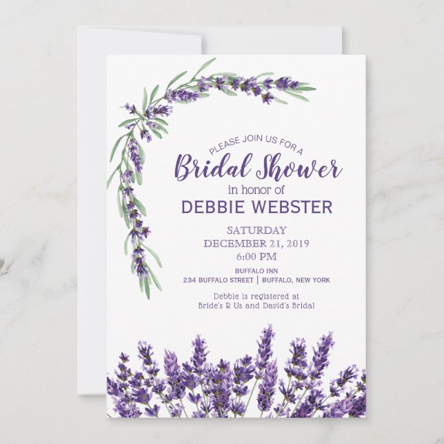 Invitación Compromiso del Boda de flores de leña morado (Anverso)