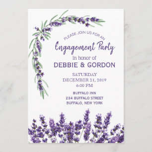 Invitación Compromiso del Boda de flores de leña morado