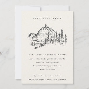 Invitación Compromiso del Boda de sketch de montaña de pino n