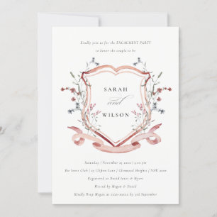 Invitación Compromiso del Escudo Rubor Pink Wildflower Waterc