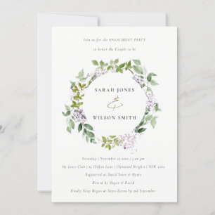Invitación Compromiso del Jardín de Cabaña de Lilac Floral Wr