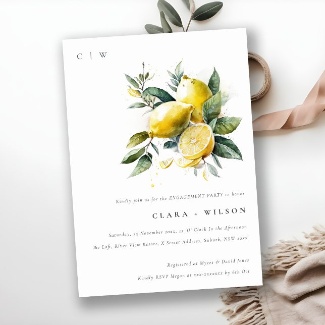 Invitación Compromiso del Jardín de Limón Amarillo Boho Water (Subido por el creador)